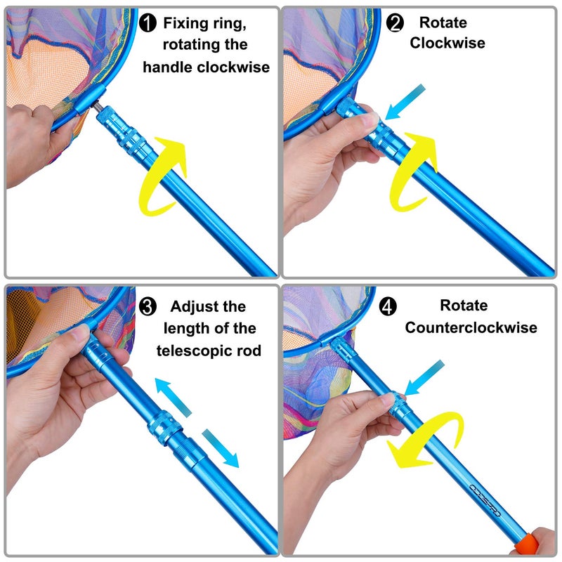 ODDSPRO Kids Fishing Net, Telescoping Bait Net, Minnow Net, Butterfly Net - 11.4" Net Depth, Handle Extends to 30" for Easy Catch and Release (Blue 2pack) - Image 4